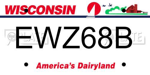 EWZ68B Wisconsin License Plate