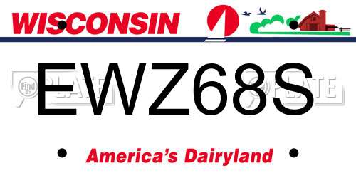 EWZ68S Wisconsin License Plate