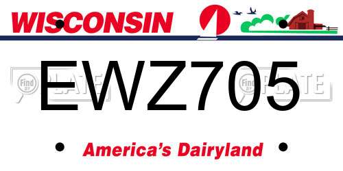 EWZ705 Wisconsin License Plate