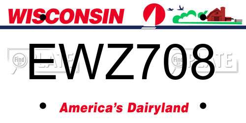 EWZ708 Wisconsin License Plate