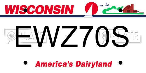 EWZ70S Wisconsin License Plate