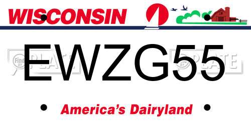 EWZG55 Wisconsin License Plate