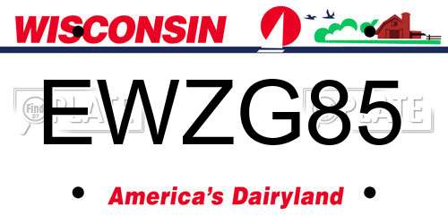 EWZG85 Wisconsin License Plate