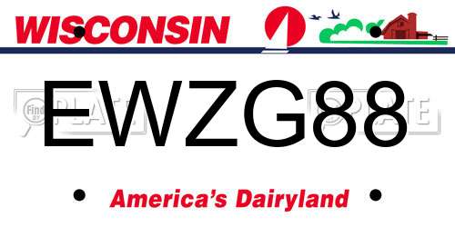 EWZG88 Wisconsin License Plate