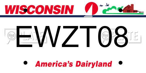 EWZT08 Wisconsin License Plate