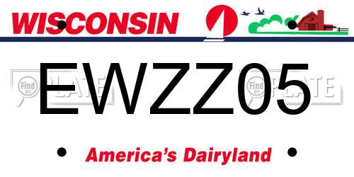 EWZZ05 Wisconsin License Plate