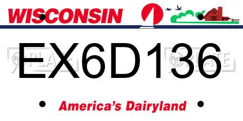 EX6D136 Wisconsin License Plate