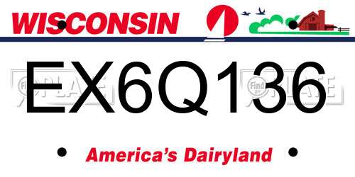 EX6Q136 Wisconsin License Plate