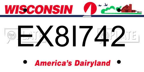 EX8I742 Wisconsin License Plate