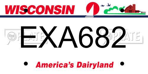 EXA682 Wisconsin License Plate