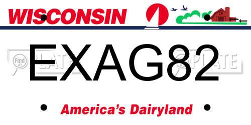 EXAG82 Wisconsin License Plate