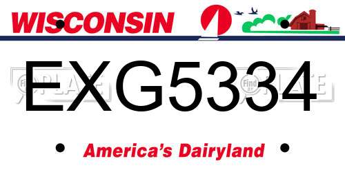EXG5334 Wisconsin License Plate