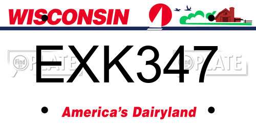 EXK347 Wisconsin License Plate