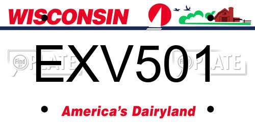 EXV501 Wisconsin License Plate