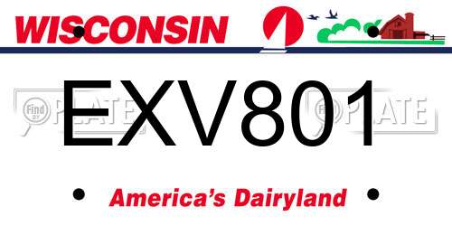 EXV801 Wisconsin License Plate