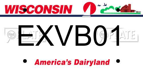 EXVB01 Wisconsin License Plate