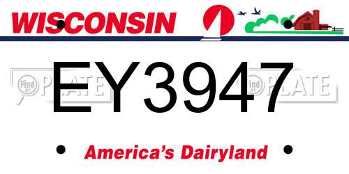 EY3947 Wisconsin License Plate