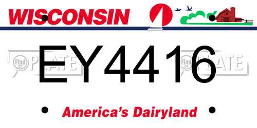 EY4416 Wisconsin License Plate
