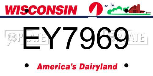 EY7969 Wisconsin License Plate
