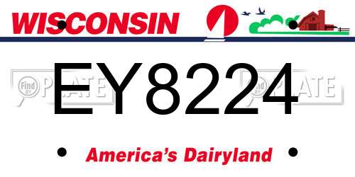 EY8224 Wisconsin License Plate