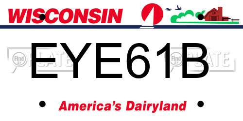 EYE61B Wisconsin License Plate