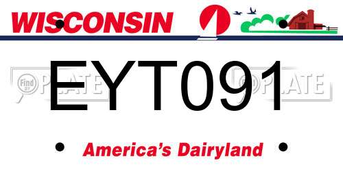EYT091 Wisconsin License Plate