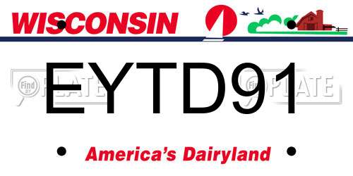 EYTD91 Wisconsin License Plate