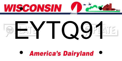 EYTQ91 Wisconsin License Plate