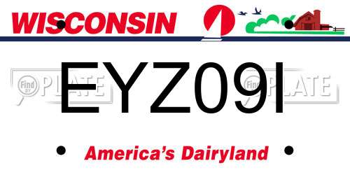 EYZ09I Wisconsin License Plate