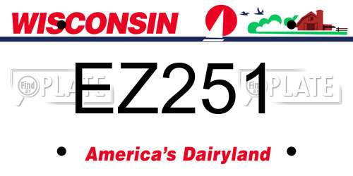 EZ251 Wisconsin License Plate