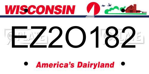 EZ2O182 Wisconsin License Plate