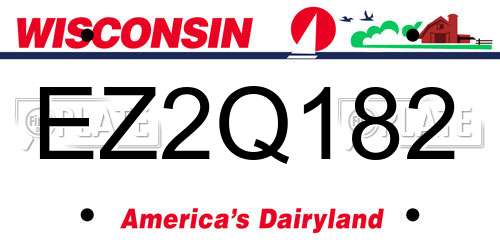 EZ2Q182 Wisconsin License Plate
