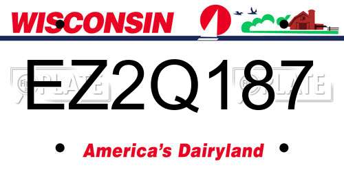 EZ2Q187 Wisconsin License Plate