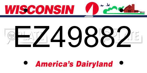 EZ49882 Wisconsin License Plate