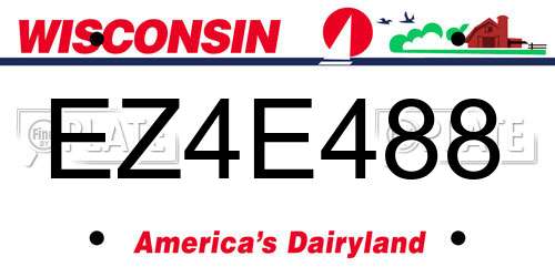 EZ4E488 Wisconsin License Plate