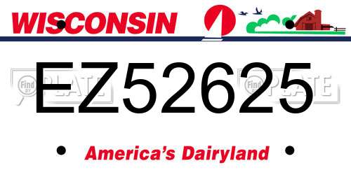 EZ52625 Wisconsin License Plate