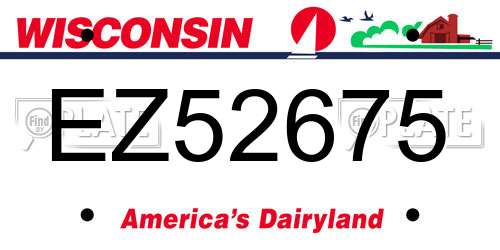 EZ52675 Wisconsin License Plate