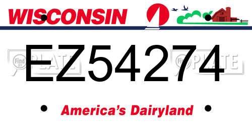 EZ54274 Wisconsin License Plate