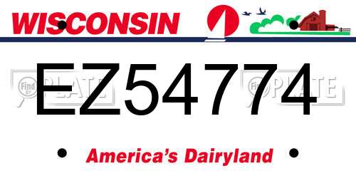 EZ54774 Wisconsin License Plate