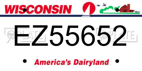EZ55652 Wisconsin License Plate