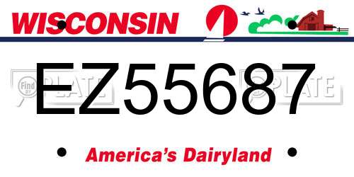 EZ55687 Wisconsin License Plate