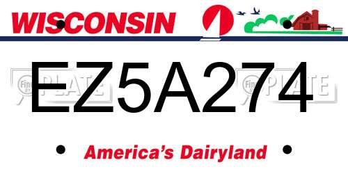 EZ5A274 Wisconsin License Plate