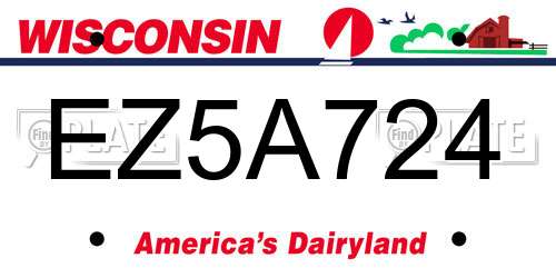 EZ5A724 Wisconsin License Plate