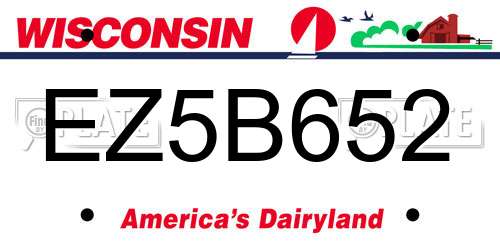 EZ5B652 Wisconsin License Plate