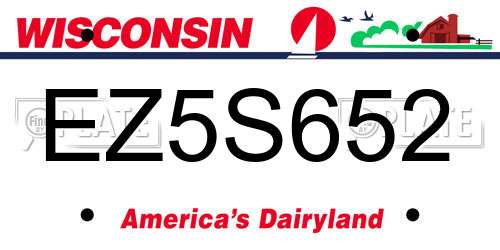 EZ5S652 Wisconsin License Plate
