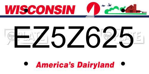 EZ5Z625 Wisconsin License Plate