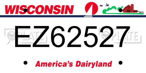 EZ62527 Wisconsin License Plate