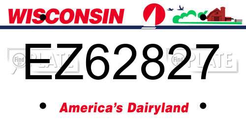 EZ62827 Wisconsin License Plate
