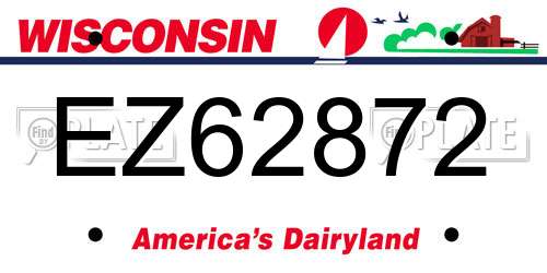 EZ62872 Wisconsin License Plate