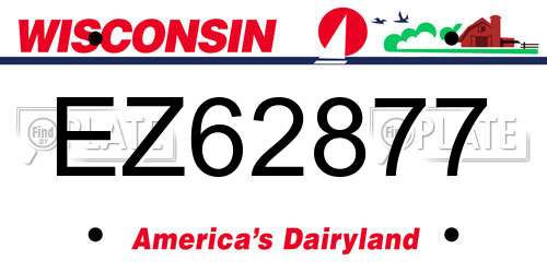 EZ62877 Wisconsin License Plate
